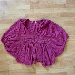 Free People Hot Pink Gauze Top